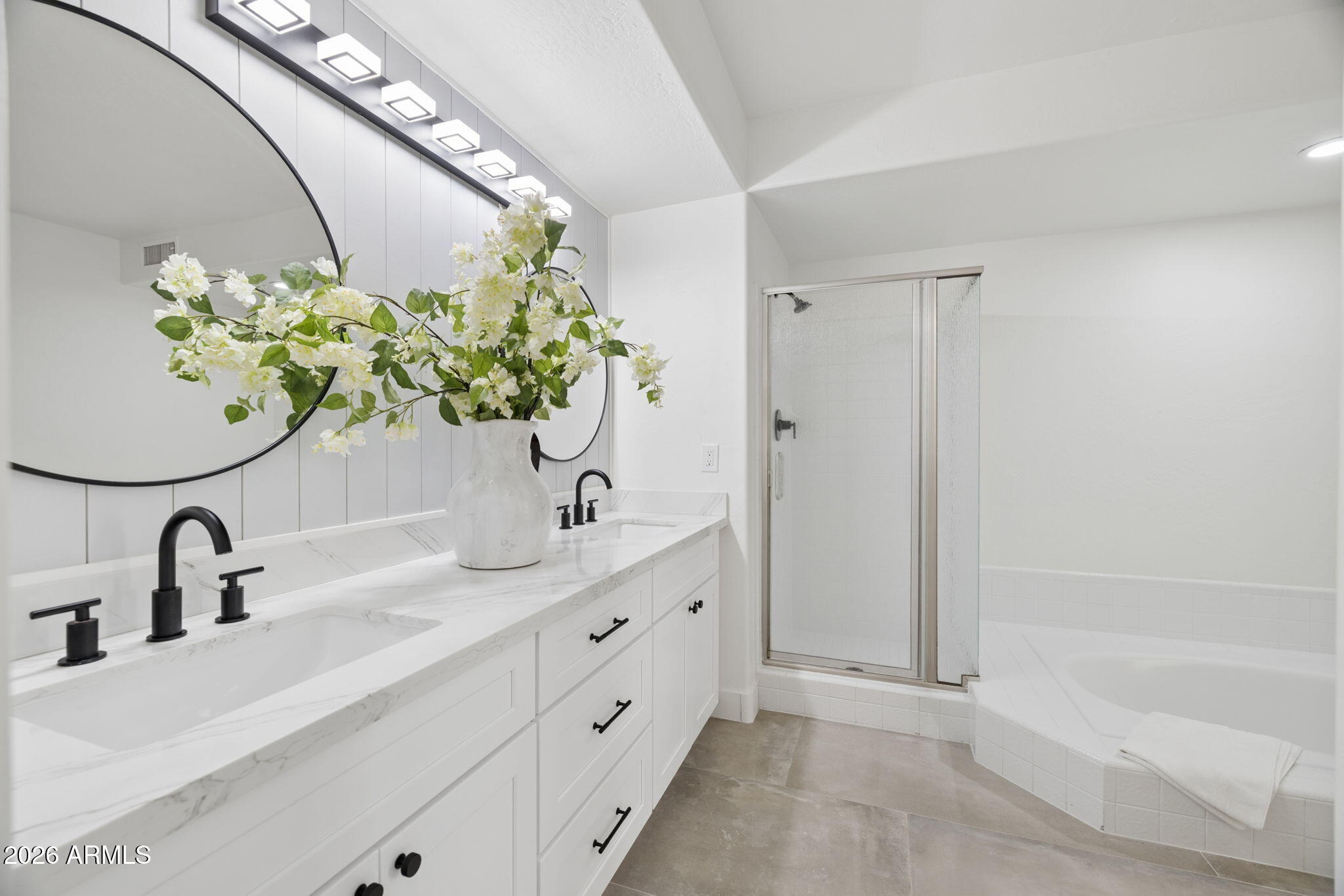 16409 South 33rd Street Phoenix, AZ 85048 - Photo 31 of 61 a bathroom with a sink a faucet a potted plant and a mirror