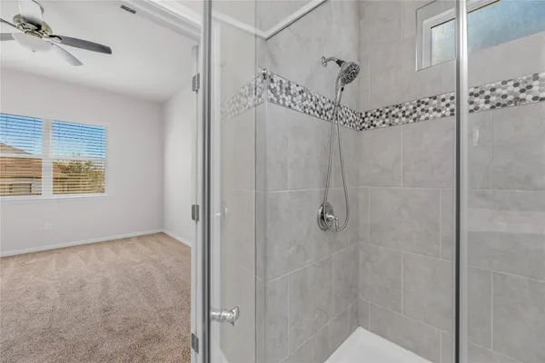 a bathroom with a shower