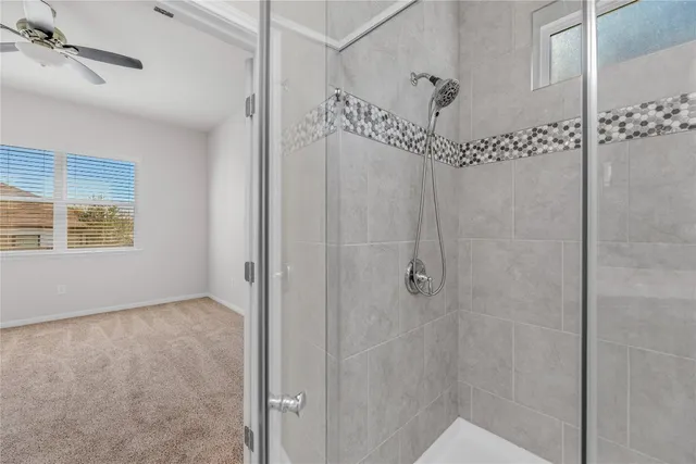 a bathroom with a shower