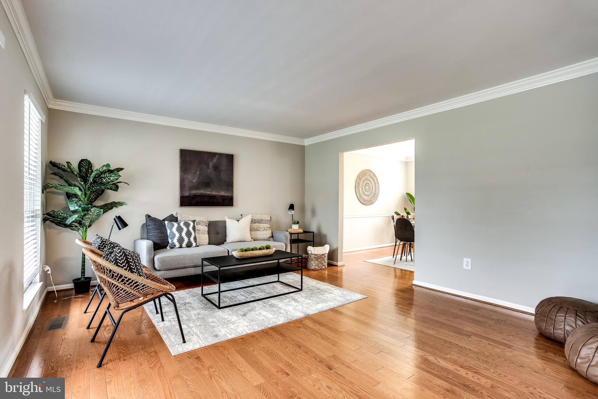 14212 Twig Road Silver Spring, MD 20905 - Photo 3 of 36 Bright Living Room w/ Hardwood Floors & Crown Mldg