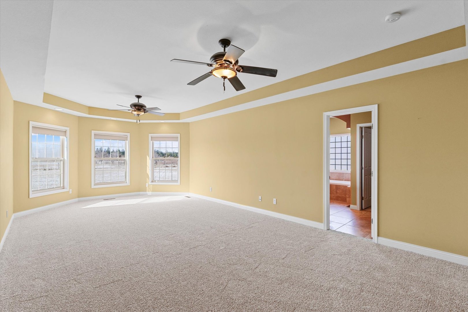 2595 500 East Mahomet, IL 61853 - Photo 34 of 84 a view of an empty room with chandelier fan and a window