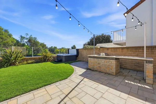 a view of a terrace with a garden