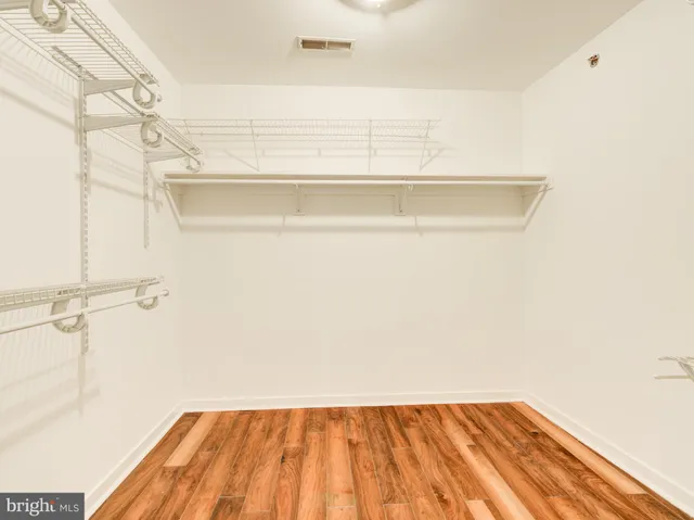 a view of small space with racks on the wall