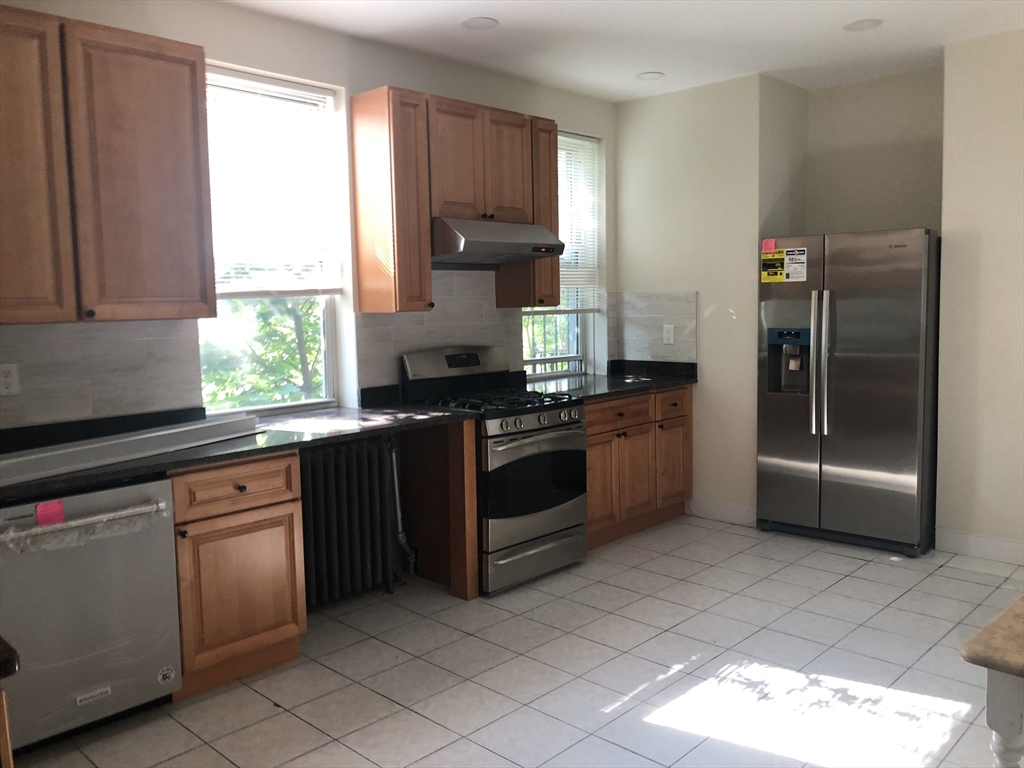 16 Copenger Street, Unit 2 Boston, MA 02120 - Photo 9 of 11 a kitchen with stainless steel appliances granite countertop a stove a sink and a refrigerator