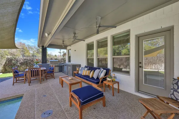 a outdoor space with patio furniture