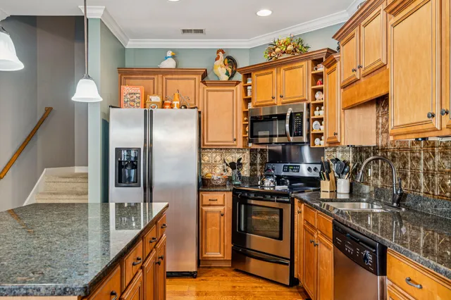 a view of entryway with brick walls