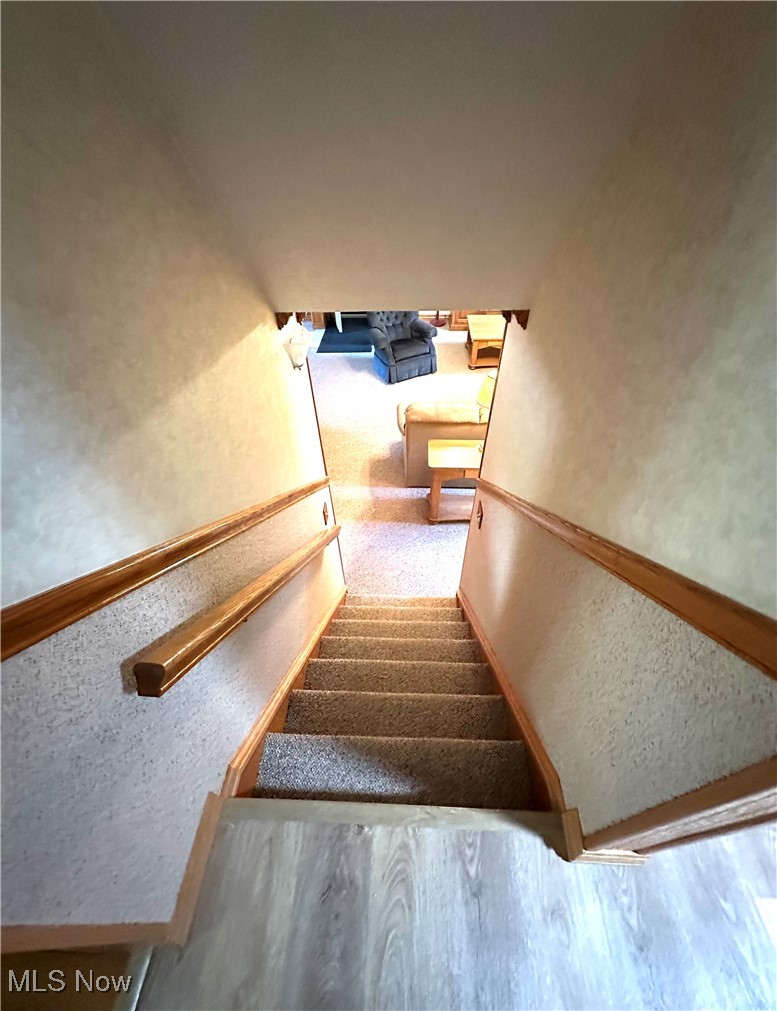 1684 Morris Street Mineral Ridge, OH 44440 - Photo 41 of 50 Stairway featuring carpet and a textured wall