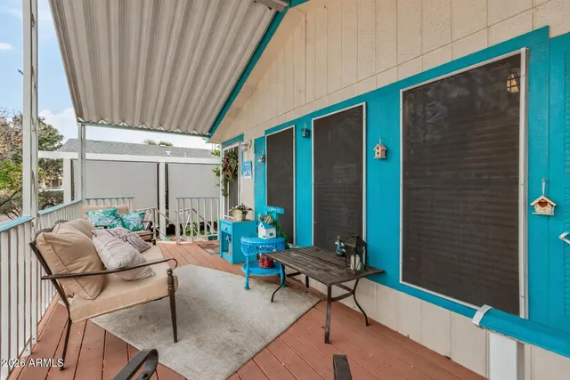 a building outdoor space with patio furniture