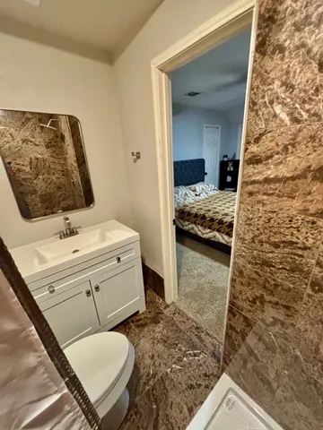a bathroom with a sink and a toilet