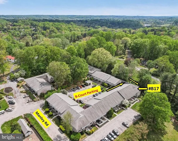 an aerial view of a house with a garden