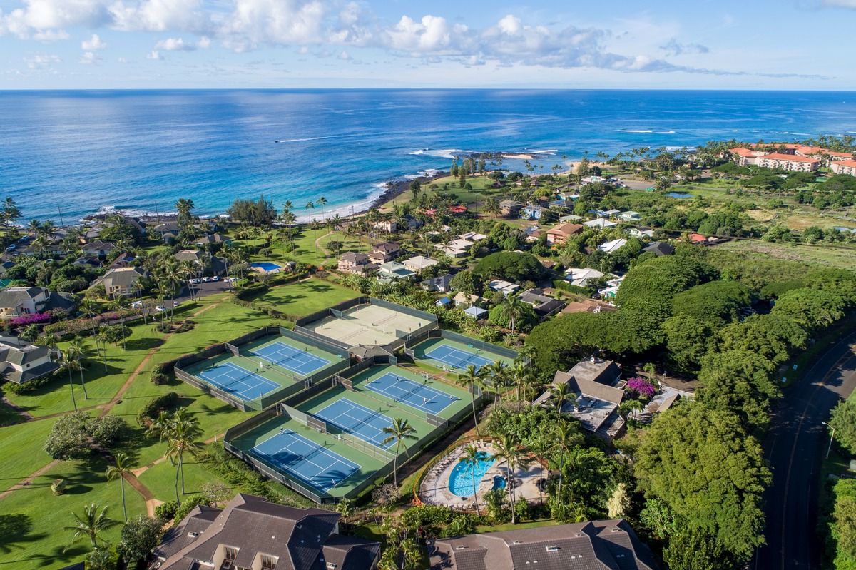 2371 Ho'ohu Road, Unit 801 Koloa, HI 96756 - Photo 26 of 28 an aerial view of a house with a garden