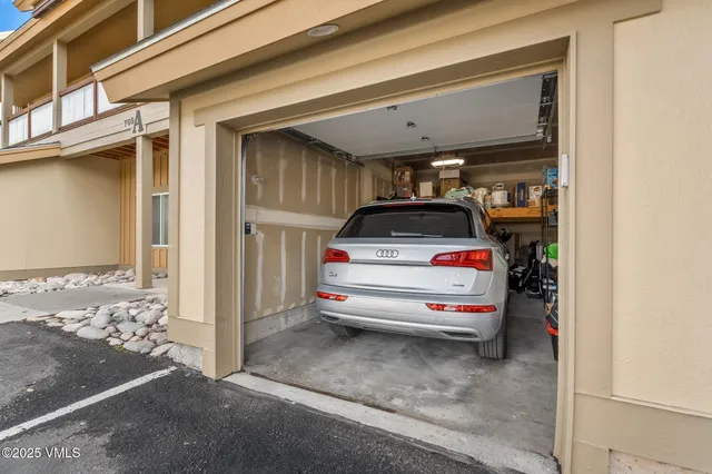 a car parked in front of a building