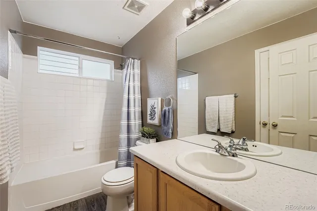 a bathroom with a sink a toilet a mirror and shower