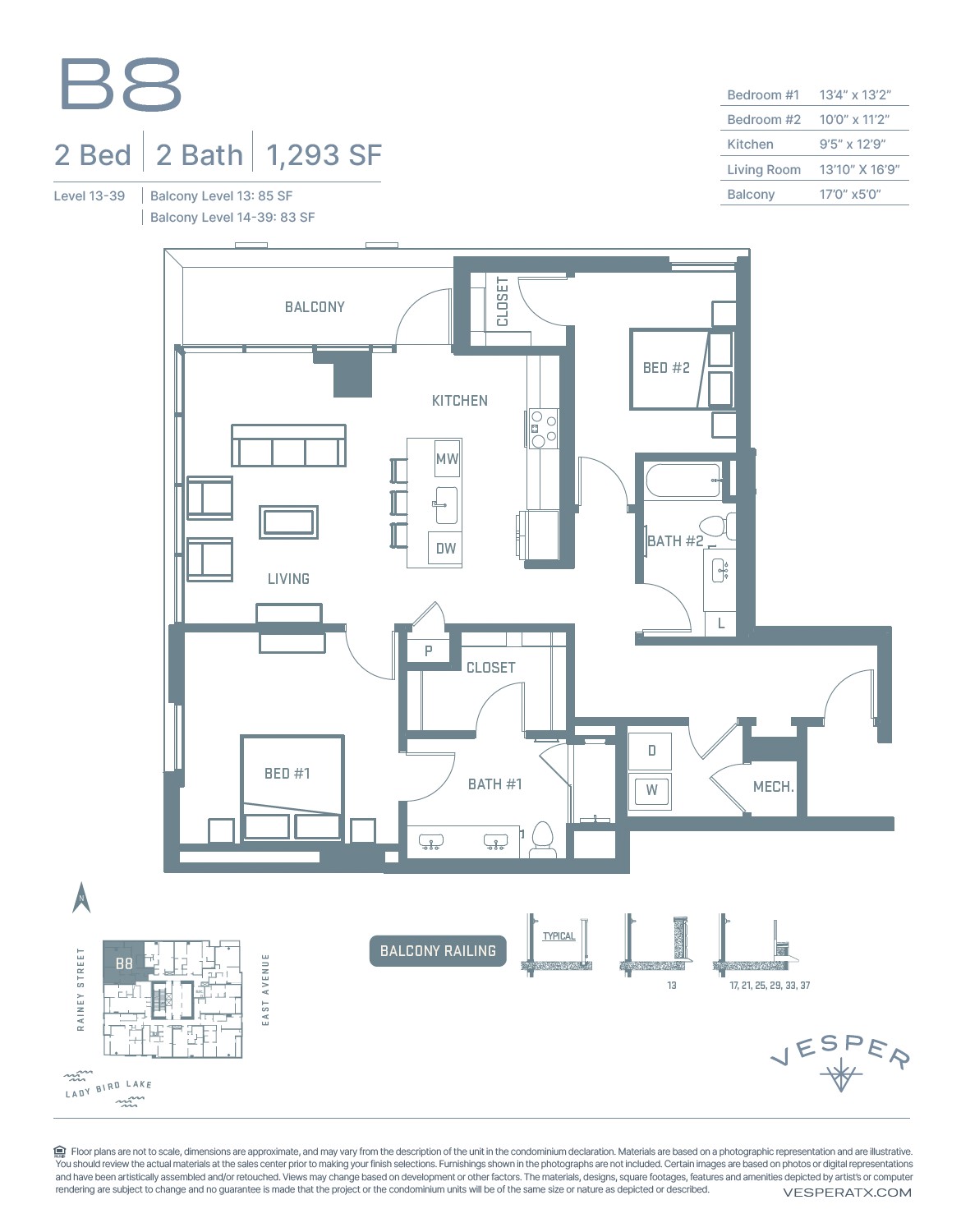84 East Avenue, Unit 1801 Austin, TX 78701 - Photo 28 of 28 B8 Unit Floor Plan Layout