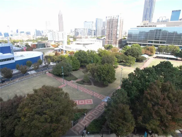 a outdoor space with lots of tables and chairs