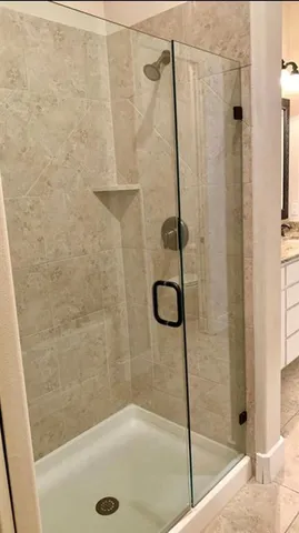 a bathroom with a shower