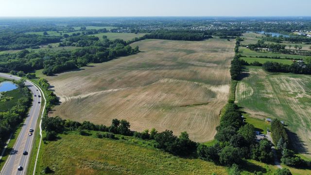 a view of a lake with a mountain in the back