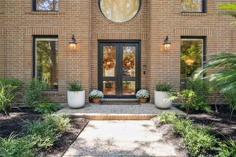 a potted plant sitting in front of a house