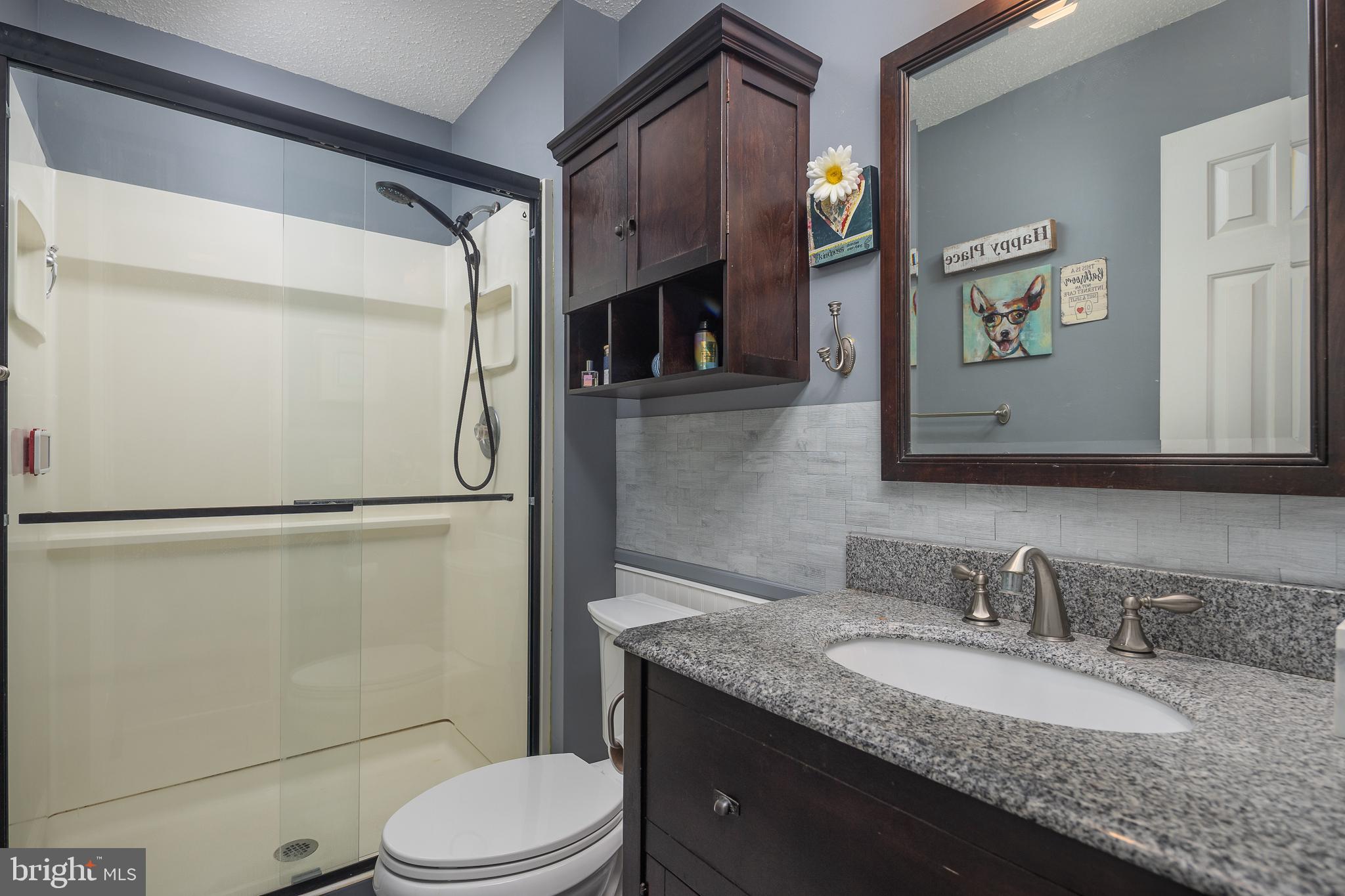9210 Caspian Way, Unit 302 Manassas, VA 20110 - Photo 17 of 40 a bathroom with a granite countertop sink toilet and shower
