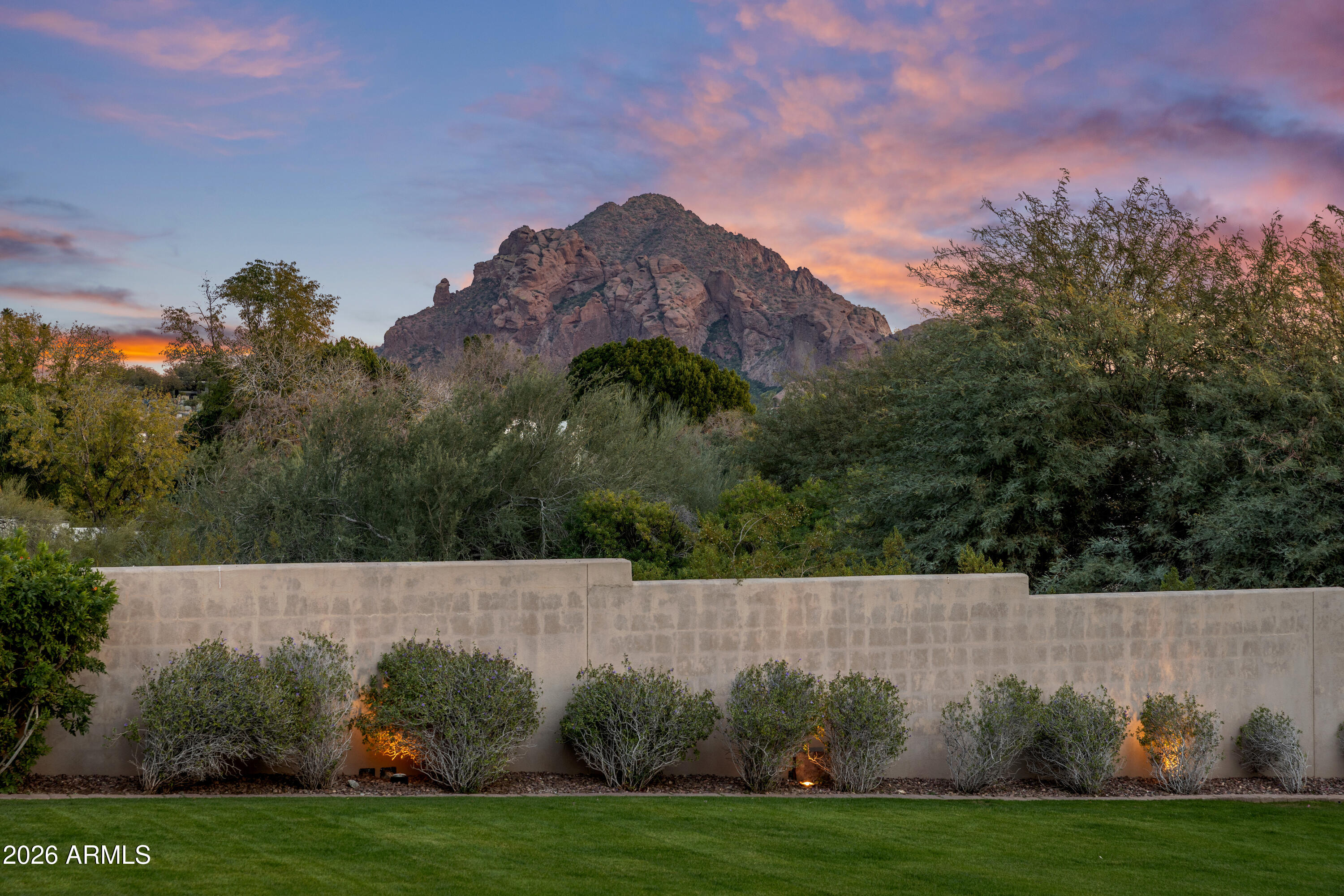 6109 North Palo Cristi Road Paradise Valley, AZ 85253 - Photo 15 of 52 Backyard at dusk