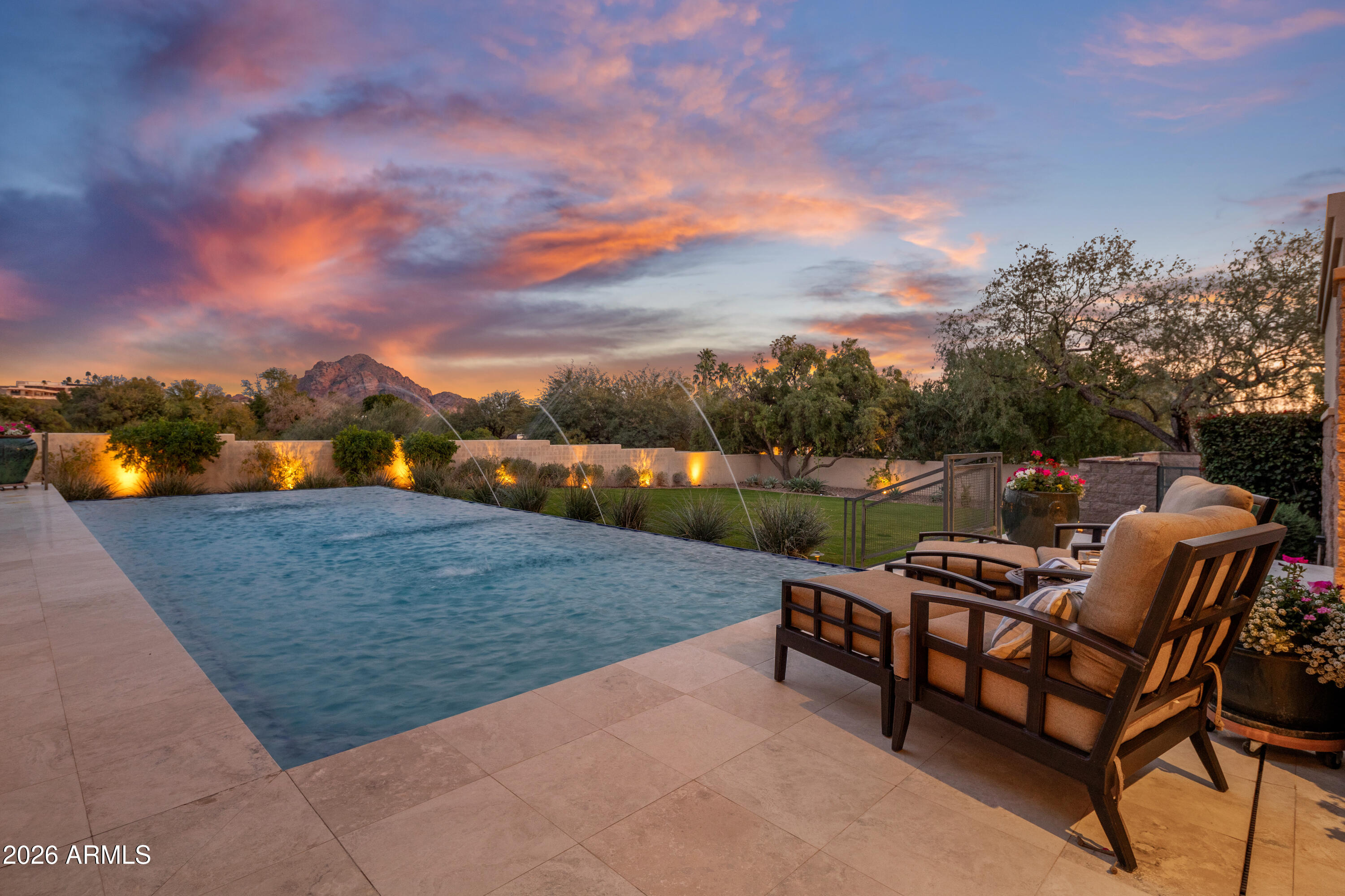 6109 North Palo Cristi Road Paradise Valley, AZ 85253 - Photo 19 of 52 Pool at twilight