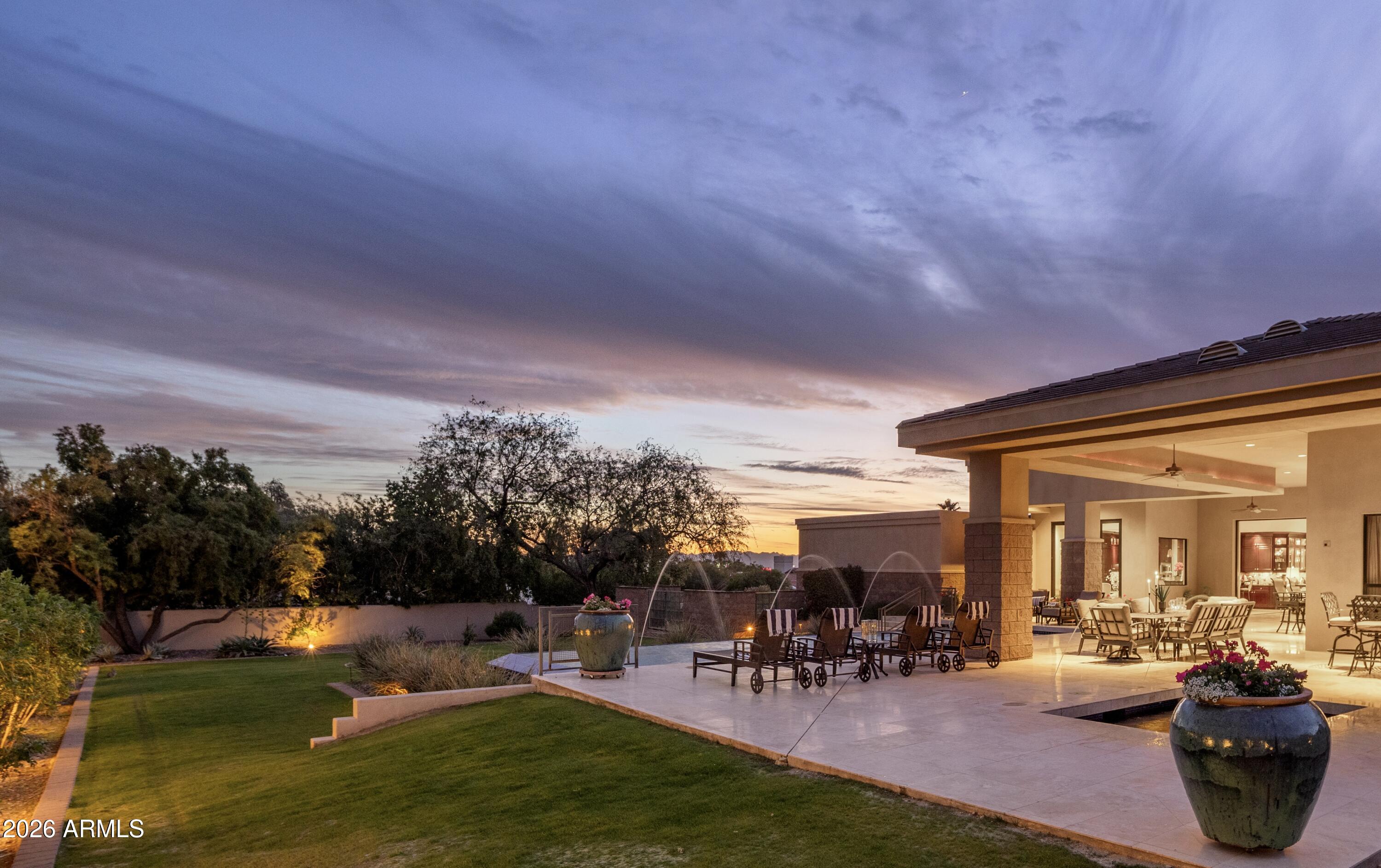 6109 North Palo Cristi Road Paradise Valley, AZ 85253 - Photo 65 of 76 backyard at dusk
