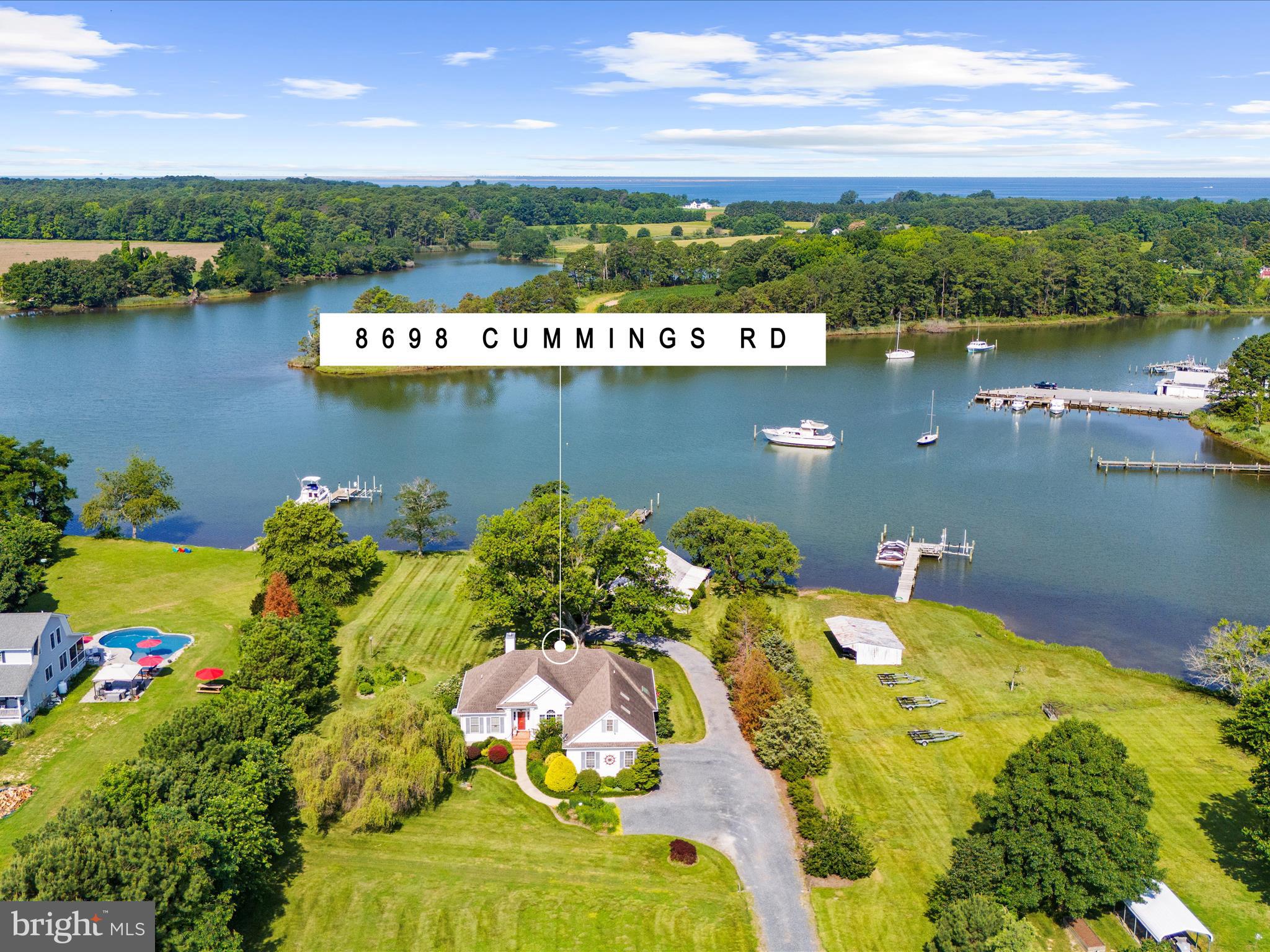 a view of a lake with a houses