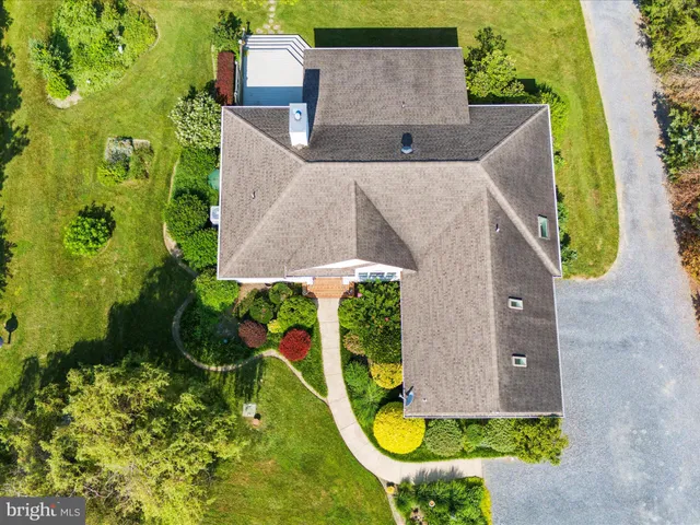 an aerial view of a house