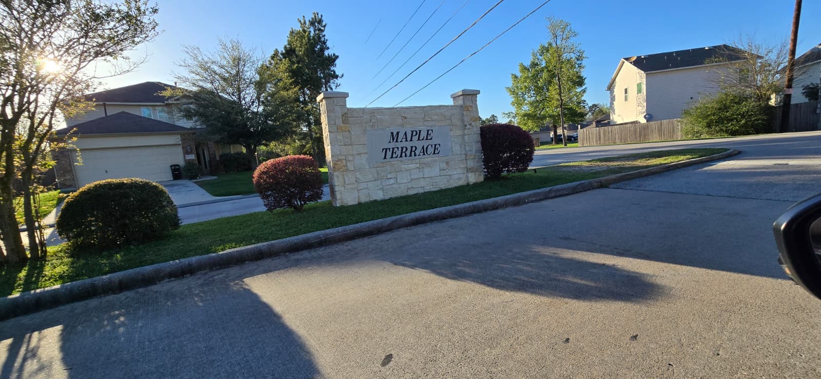 a view of a two chairs in front of a house