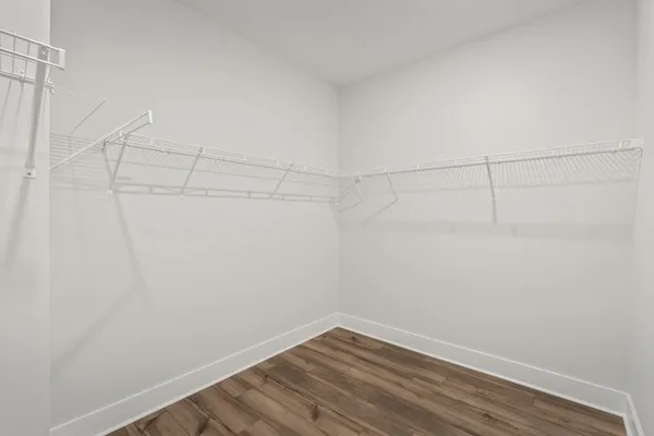 a view of a room with racks on the wall