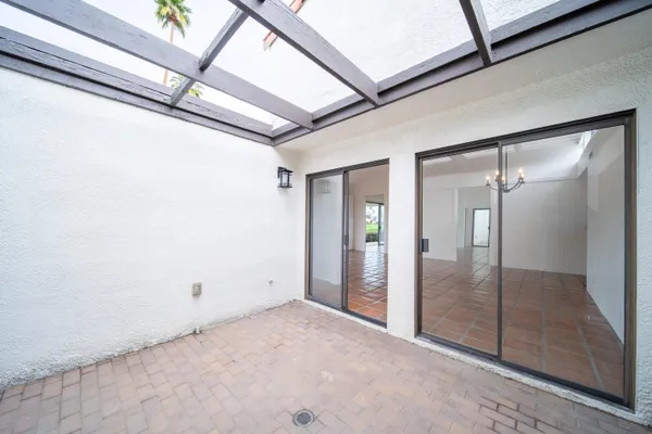 a view of a room with racks on the wall