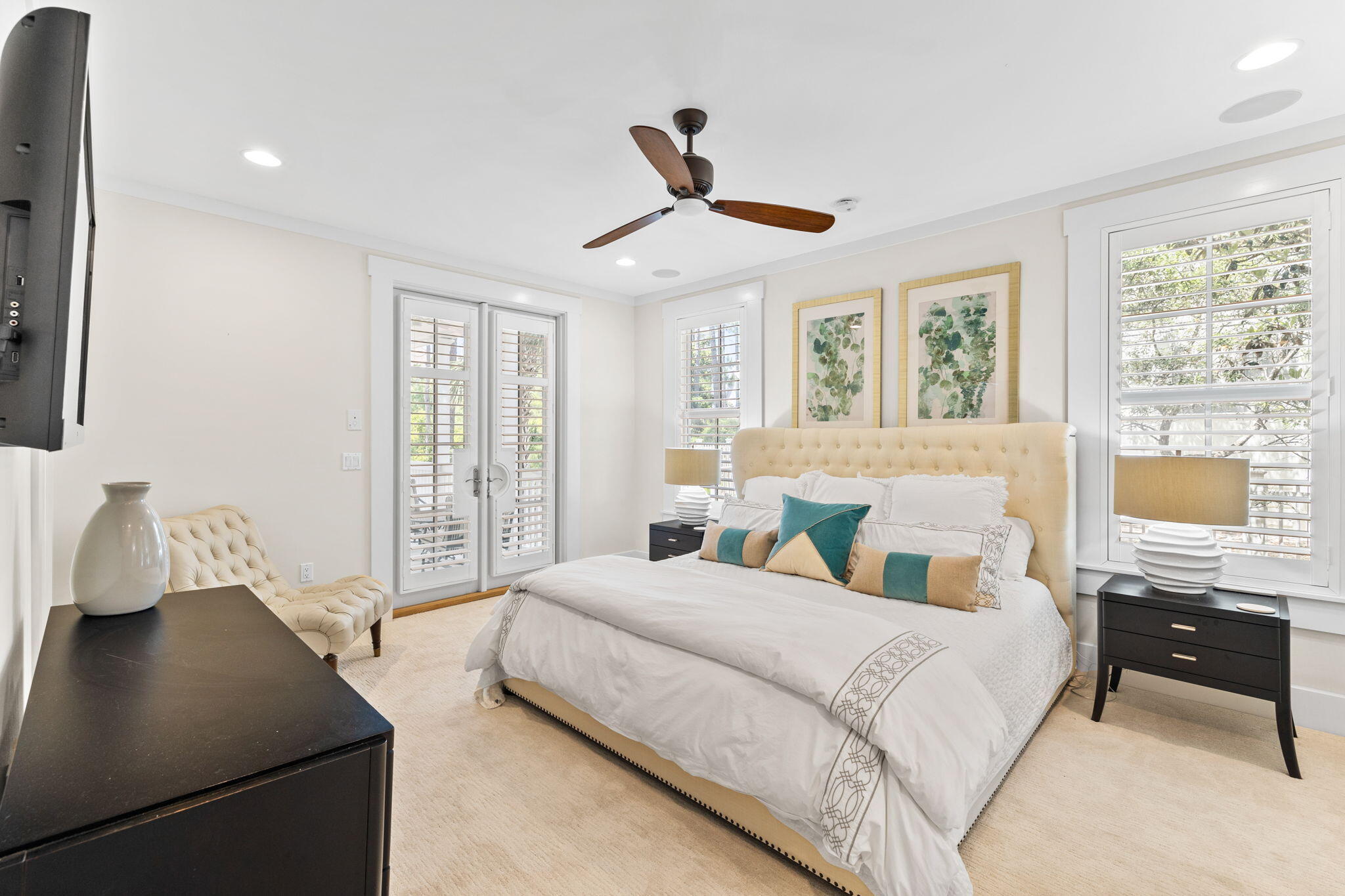 38 Shingle Lane Inlet Beach, FL 32461 - Photo 19 of 94 a bedroom with a large bed and a chandelier