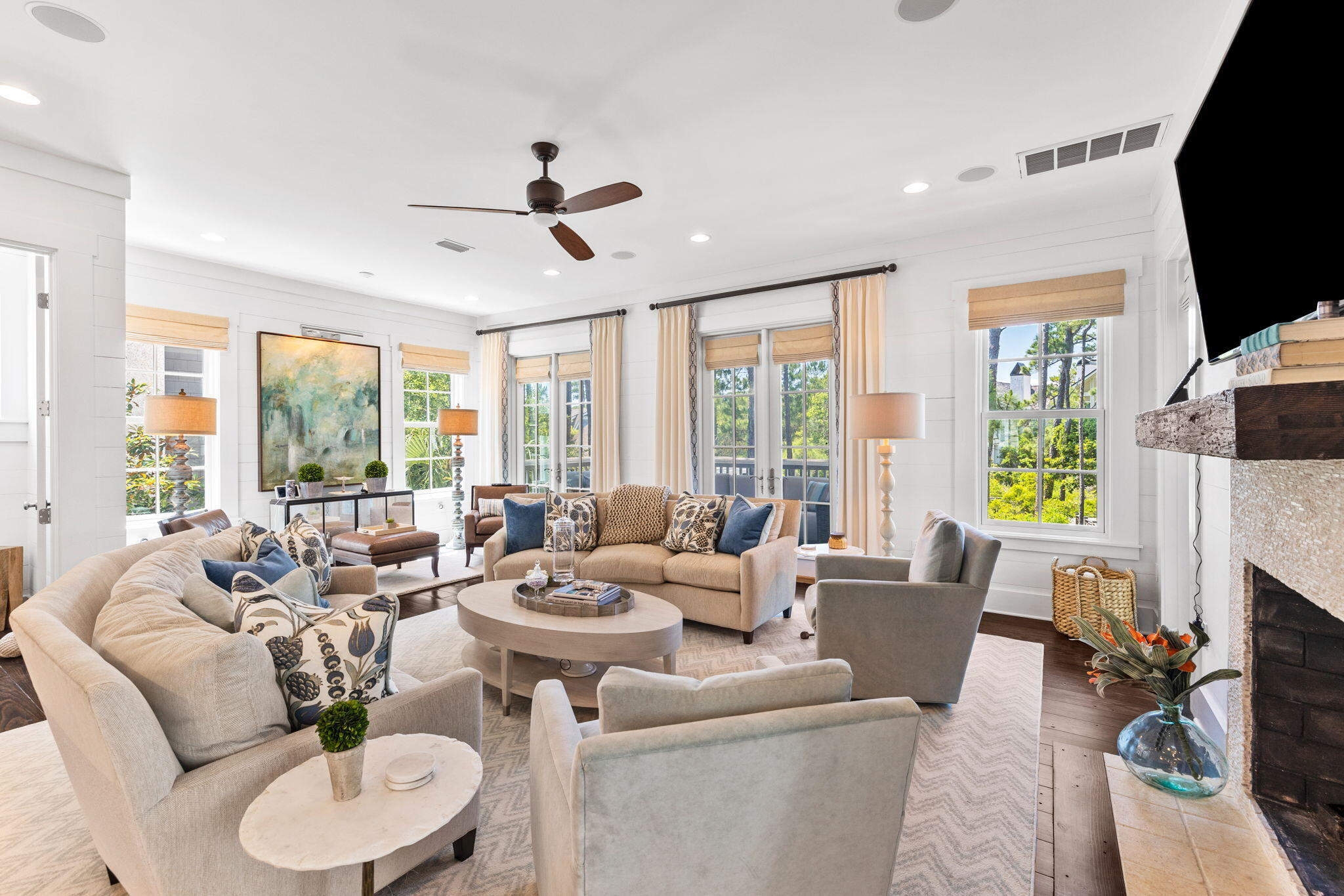 38 Shingle Lane Inlet Beach, FL 32461 - Photo 5 of 94 a living room with fireplace furniture and a flat screen tv