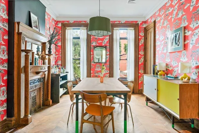 a dining table tennis table and a chandelier