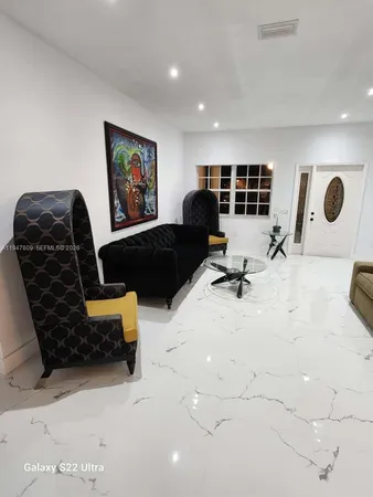 a living room with furniture