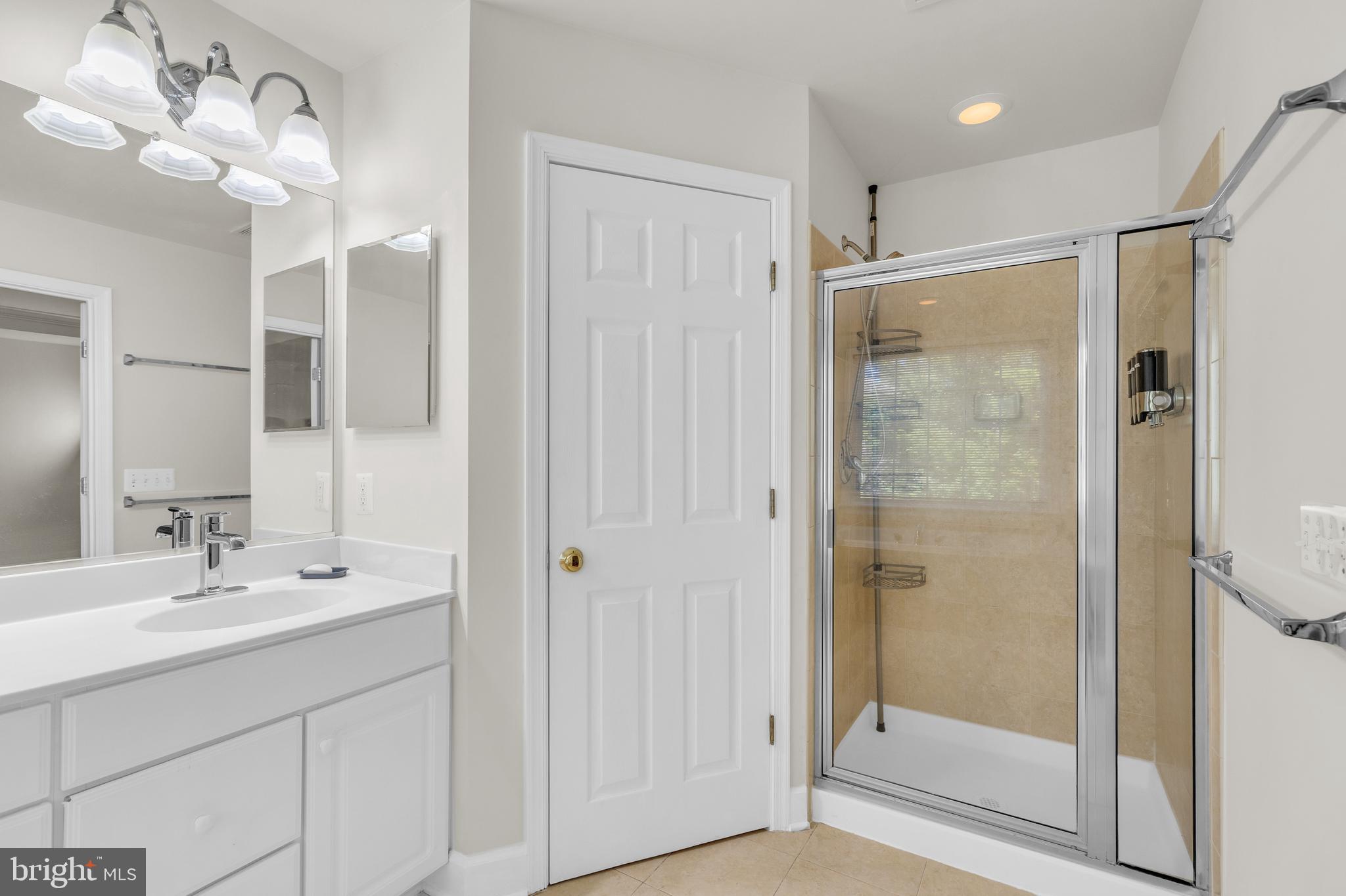9249 Laurel Ridge Crossing Road Lorton, VA 22079 - Photo 30 of 38 a bathroom with a shower sink and mirror