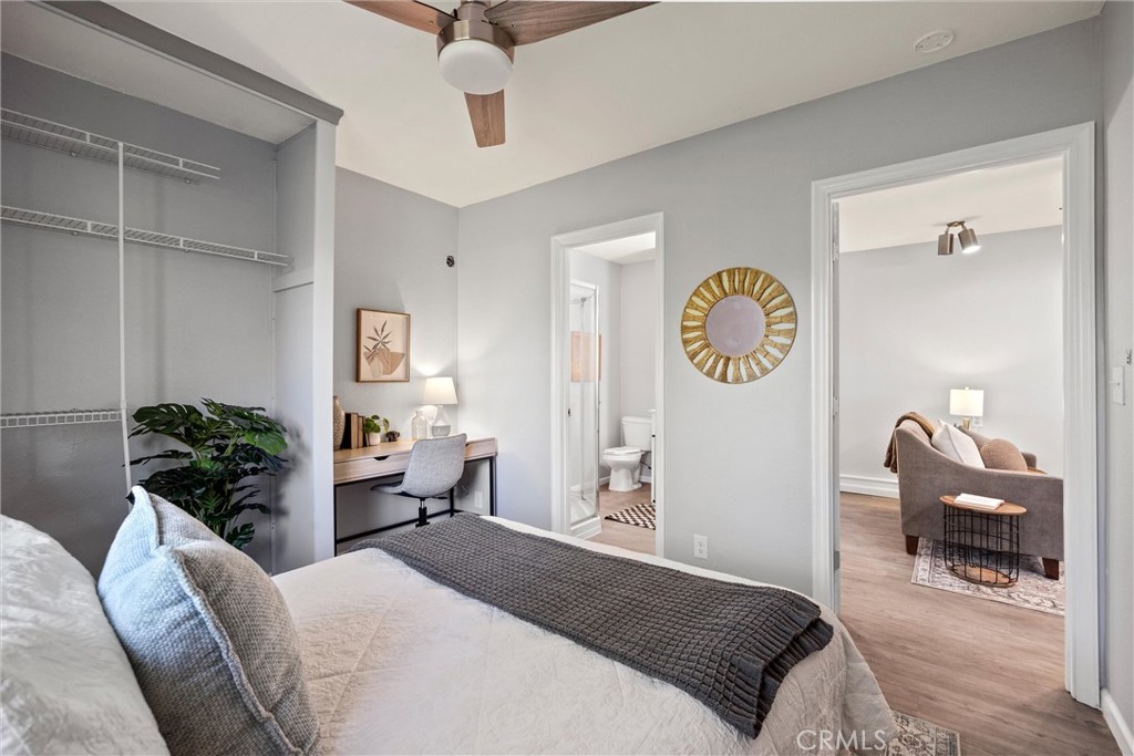 1 Parkhurst Street Chico, CA 95928 - Photo 32 of 52 a bedroom with a bed and a chandelier