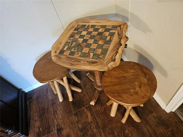 a view of a wooden door