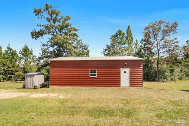 a view of an outdoor space and swimming pool