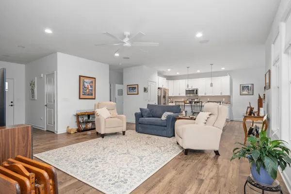 a living room with furniture and a couch