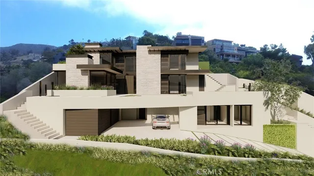 a view of a house with roof and wooden fence