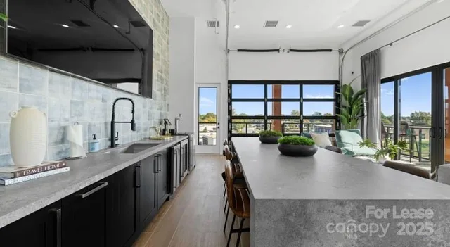 a kitchen with lots of counter top space