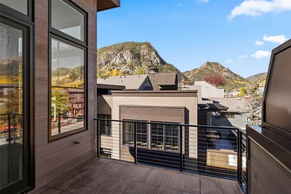 a view of a balcony with an outdoor space