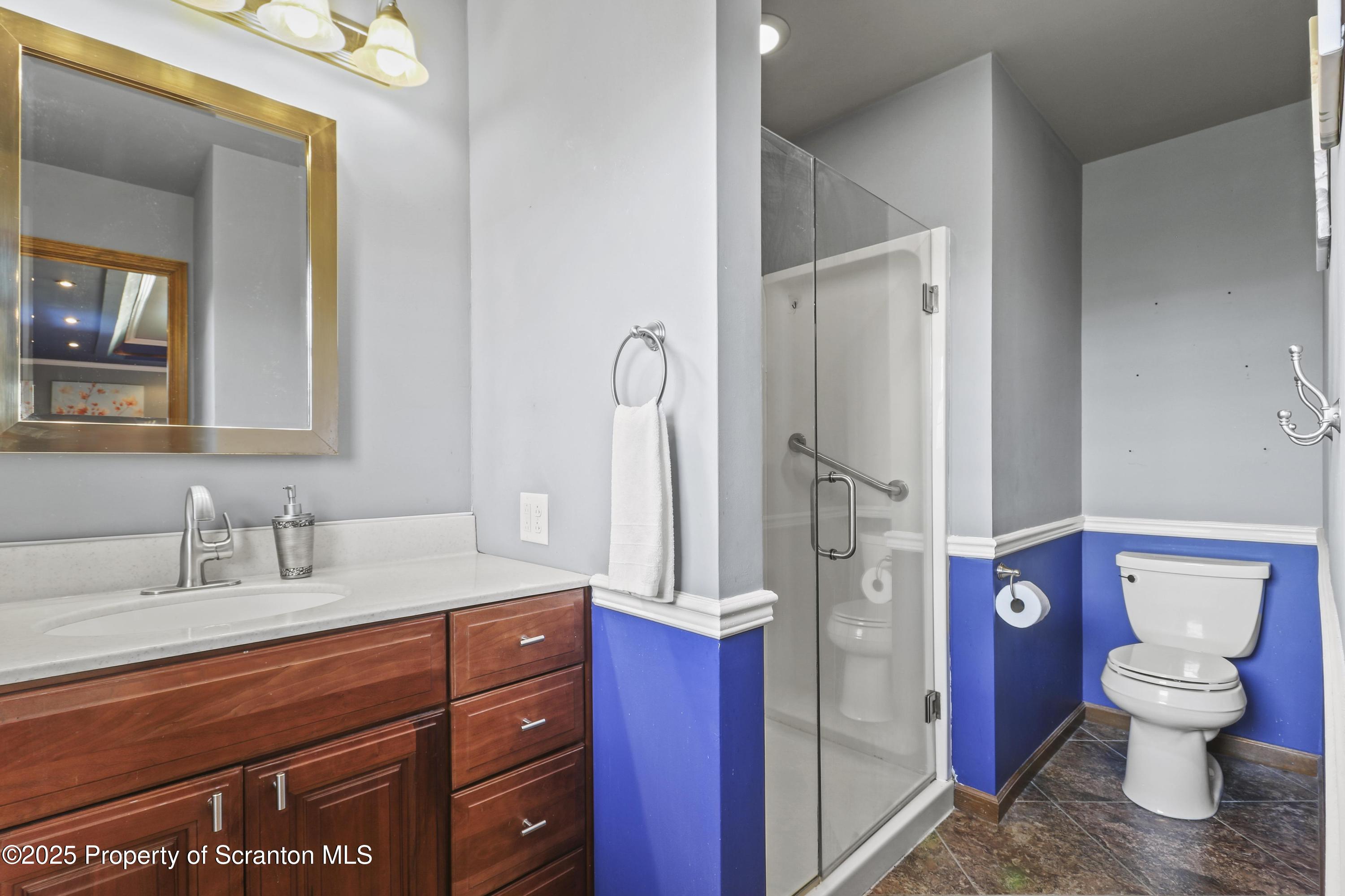 123 Ridgeview Drive Scranton, PA 18504 - Photo 36 of 53 a bathroom with a toilet a sink and a mirror