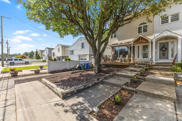 an outdoor space with seating