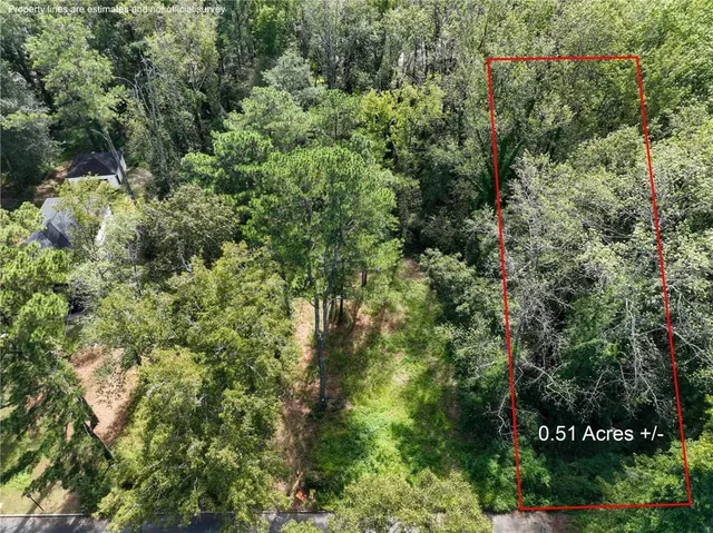an aerial view of a houses with yard