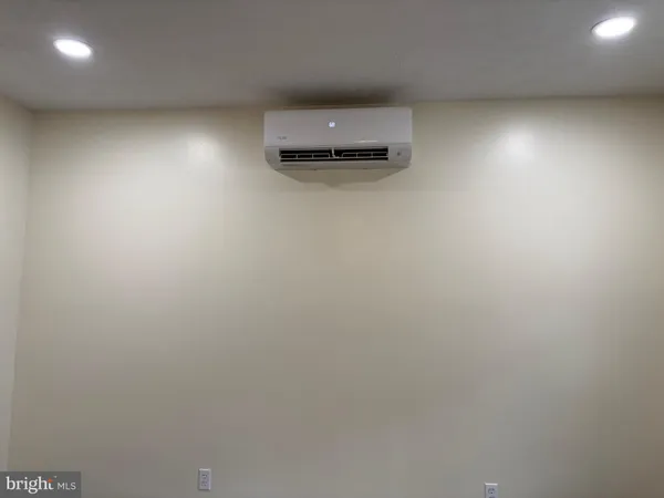 a view of a bench in a room