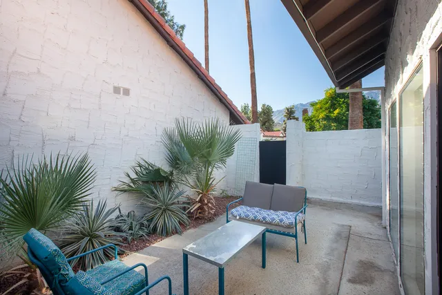 a outdoor living space with furniture