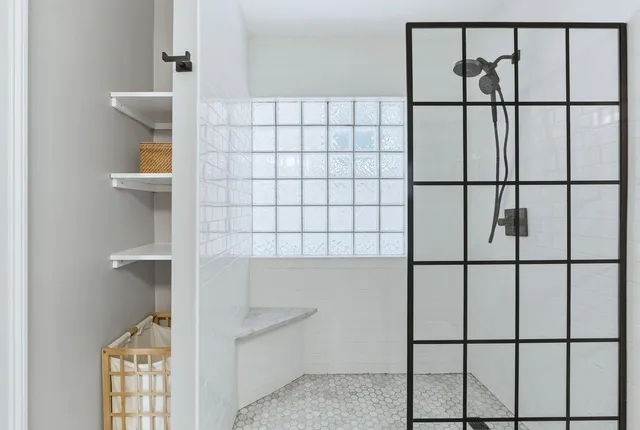 a bathroom with a shower