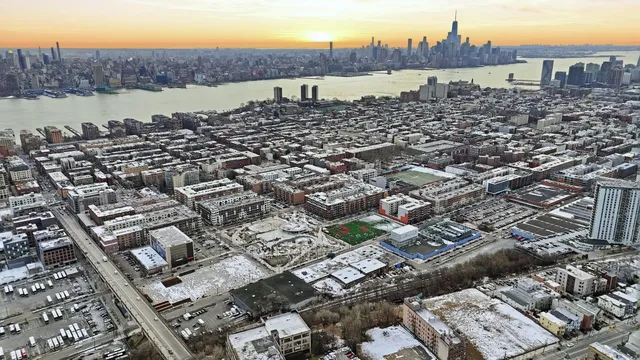 an aerial view of a city